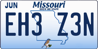 MO license plate EH3Z3N