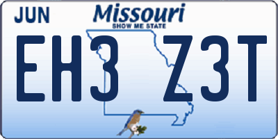 MO license plate EH3Z3T