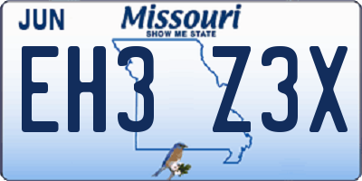 MO license plate EH3Z3X