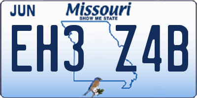 MO license plate EH3Z4B
