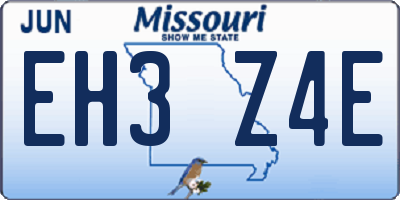 MO license plate EH3Z4E