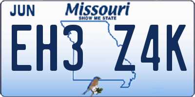 MO license plate EH3Z4K