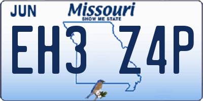 MO license plate EH3Z4P