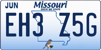 MO license plate EH3Z5G