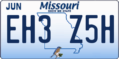 MO license plate EH3Z5H