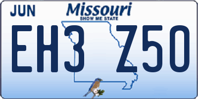 MO license plate EH3Z5O