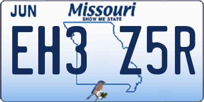 MO license plate EH3Z5R