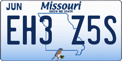 MO license plate EH3Z5S