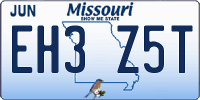MO license plate EH3Z5T