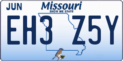 MO license plate EH3Z5Y