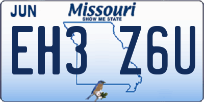 MO license plate EH3Z6U