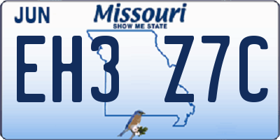 MO license plate EH3Z7C