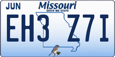 MO license plate EH3Z7I