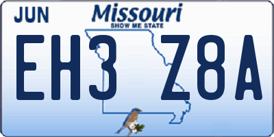 MO license plate EH3Z8A