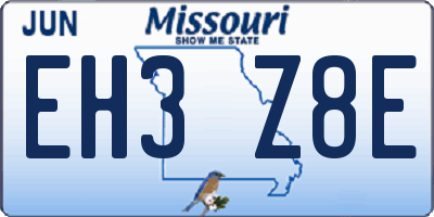 MO license plate EH3Z8E