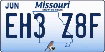 MO license plate EH3Z8F