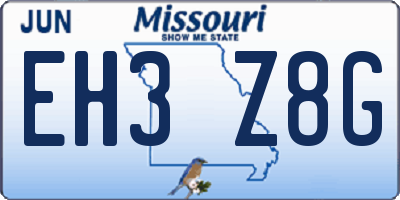 MO license plate EH3Z8G