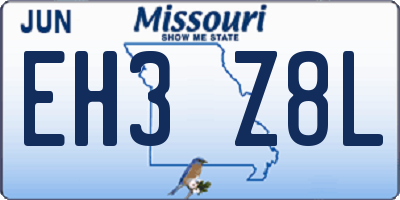 MO license plate EH3Z8L