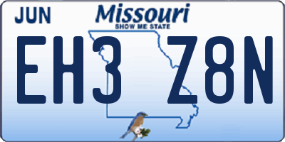 MO license plate EH3Z8N