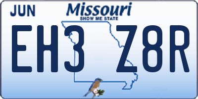 MO license plate EH3Z8R