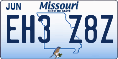 MO license plate EH3Z8Z
