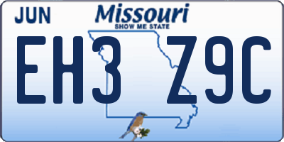 MO license plate EH3Z9C