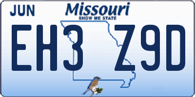 MO license plate EH3Z9D