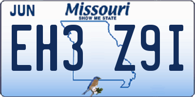 MO license plate EH3Z9I