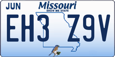 MO license plate EH3Z9V
