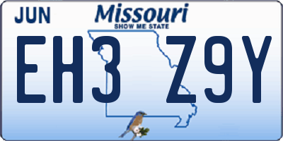 MO license plate EH3Z9Y