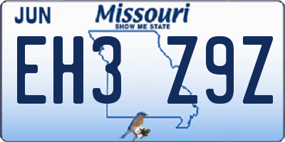 MO license plate EH3Z9Z