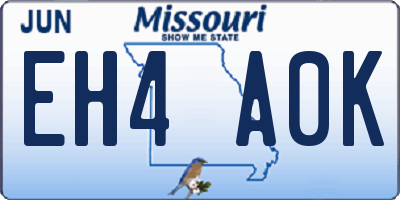 MO license plate EH4A0K