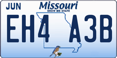 MO license plate EH4A3B
