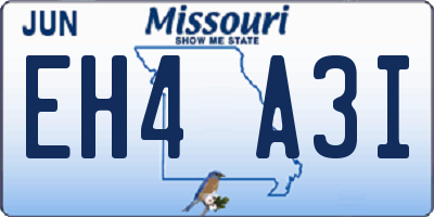 MO license plate EH4A3I