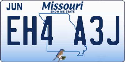 MO license plate EH4A3J