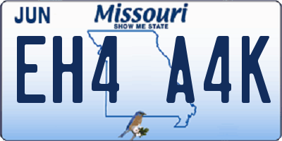 MO license plate EH4A4K