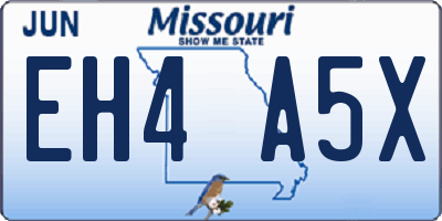 MO license plate EH4A5X