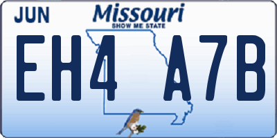 MO license plate EH4A7B