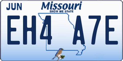 MO license plate EH4A7E