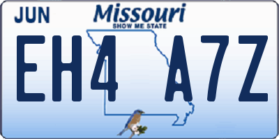 MO license plate EH4A7Z