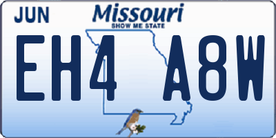 MO license plate EH4A8W