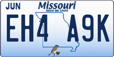 MO license plate EH4A9K