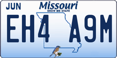 MO license plate EH4A9M