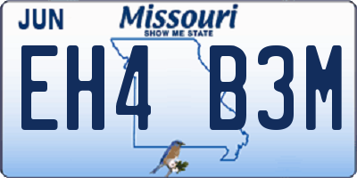 MO license plate EH4B3M