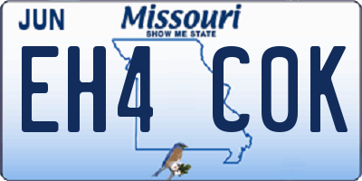 MO license plate EH4C0K