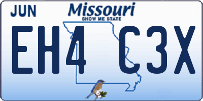 MO license plate EH4C3X