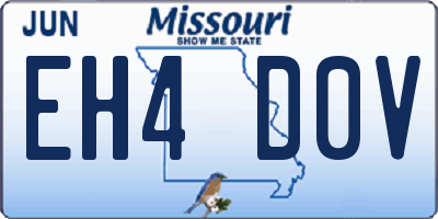 MO license plate EH4D0V