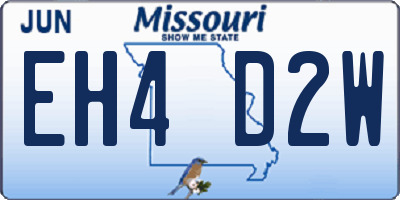MO license plate EH4D2W