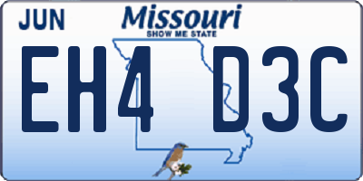 MO license plate EH4D3C