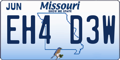 MO license plate EH4D3W